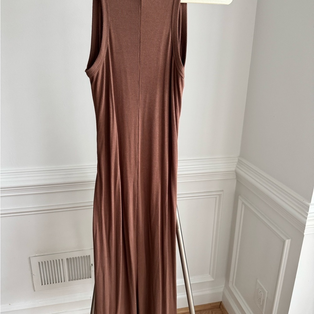 Heart & Hips Maternity Chocolate Brown Sleeveless Ribbed Dress Size Small - Picture 5 of 6